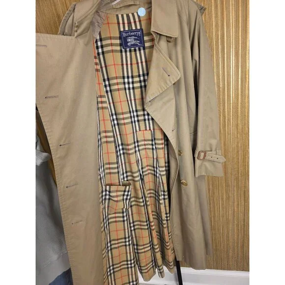Burberrys Burberry Women's Authentic Vintage Tan Trench Coat Nova Check 38S - Picture 15 of 16